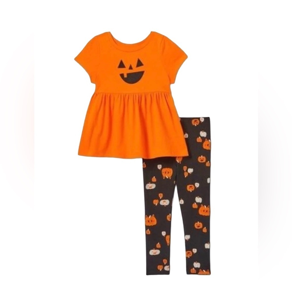 CAT & JACK 2 PC PUMPKIN & CAT SET - ORANGE/BLACK SIZE 4T (NEW WITH TAGS) A10